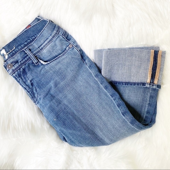 7 FOR ALL MANKIND Mia‎ Cropped & Tabbed Mid Rise Jeans, Size 28 - Picture 7 of 12